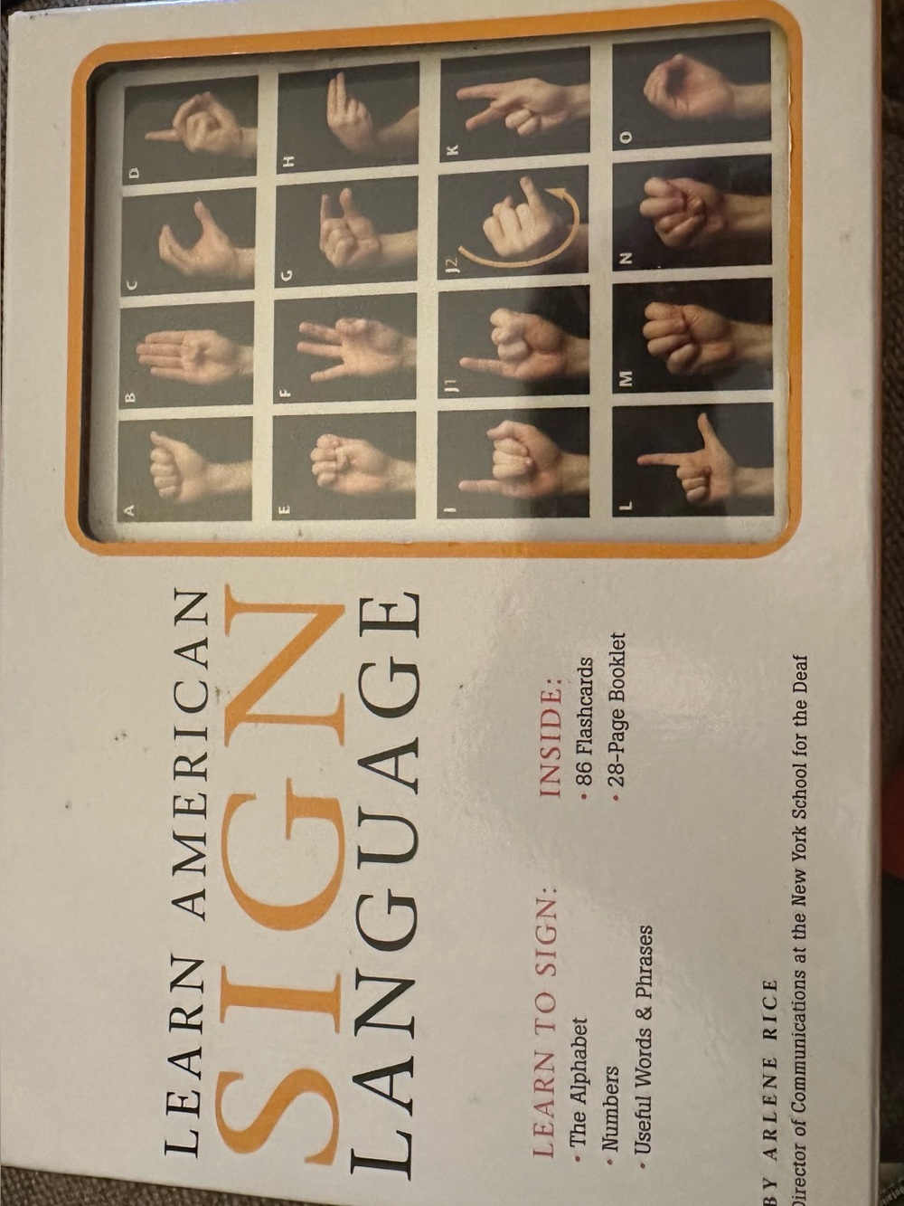 American Sign Language Flashcards Set - Beige/Orange Accents